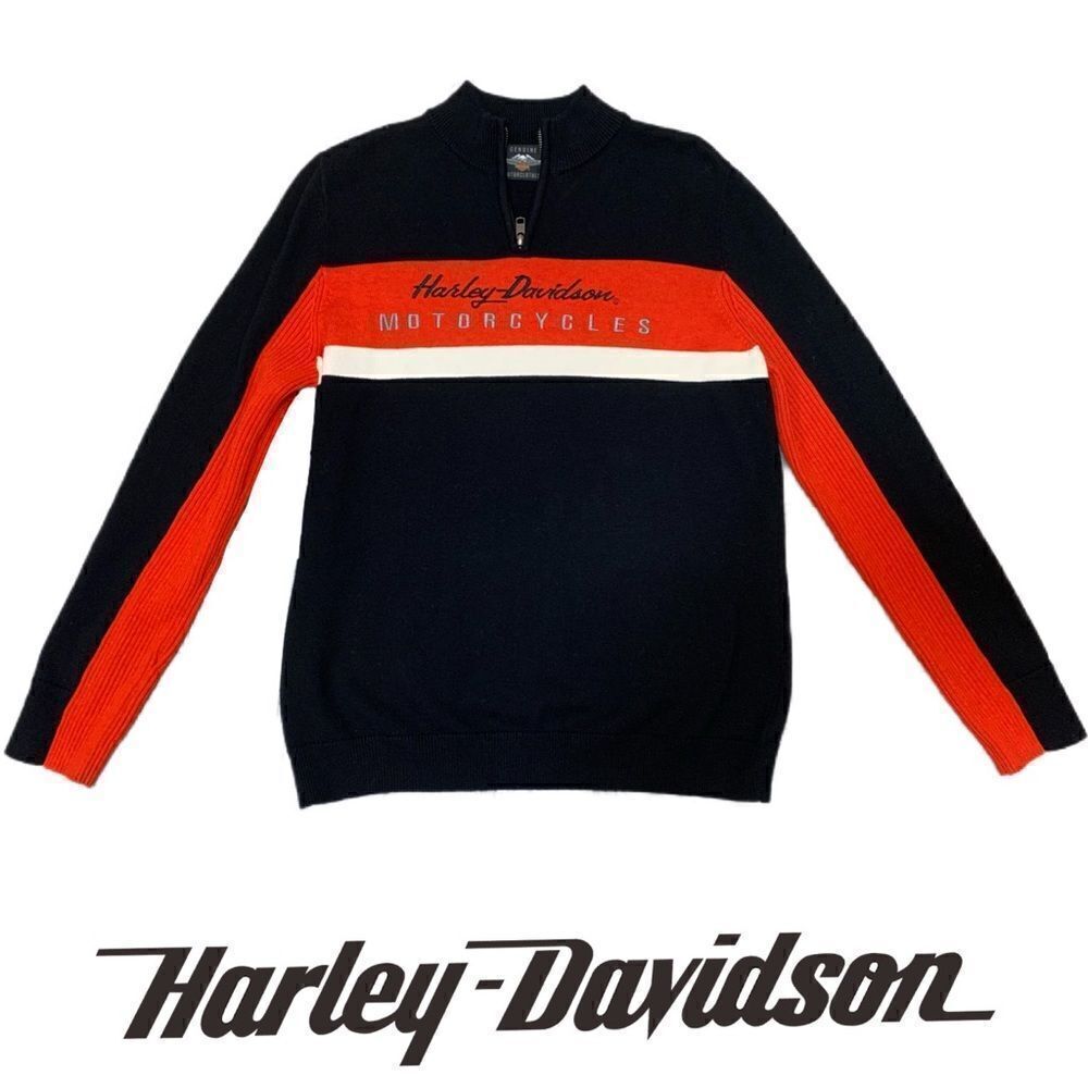 NWOT Harley Throw Back Retro Colorblock 1/4 Zip mackneck Wool Blend Pull… - Picture 2 of 9